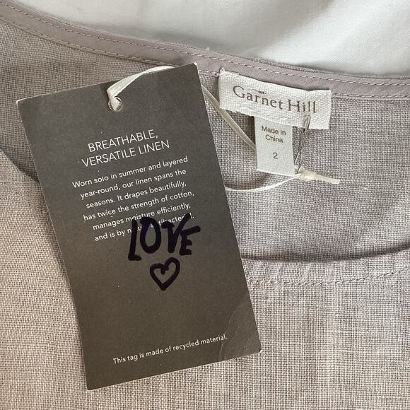 Garnet Hill Essential Three-Quarter-Sleeve Linen Dress Color Stone Size 2 - Picture 12 of 15